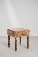 Solid Wood Brown Bedside Table – Rustic Nightstand with Storage, Handmade Mango Wood Side Table, Bedroom Furniture Set, Vintage Accent Table