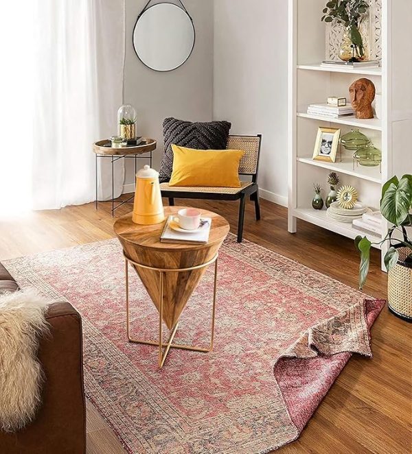 modern-designer-coffee-table-wooden-cone-shape-accent-table-with-iron-base-brown-finish
