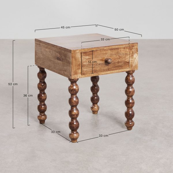 Solid Wood Brown Bedside Table – Rustic Nightstand with Storage, Handmade Mango Wood Side Table, Bedroom Furniture Set, Vintage Accent Table - Image 8