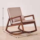 Elegant Cream Rocking Chair Wooden Frame with Cushion | Mid-Century Modern Rocker for Living Room & Balcony | Comfortable Lounge Rocking Armchair for Home Decor & Relaxation