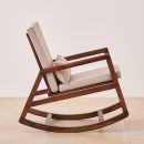 Elegant Cream Rocking Chair Wooden Frame with Cushion | Mid-Century Modern Rocker for Living Room & Balcony | Comfortable Lounge Rocking Armchair for Home Decor & Relaxation
