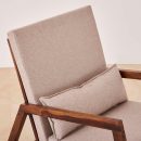 Elegant Cream Rocking Chair Wooden Frame with Cushion | Mid-Century Modern Rocker for Living Room & Balcony | Comfortable Lounge Rocking Armchair for Home Decor & Relaxation