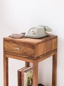 Premium Solid Wood Bedside Table for Bedroom & Living Room – Brown Color | Wooden Nightstand with Drawer & Shelf | Elegant & Minimalist Design | Storage Side Table – Durable Wood Build