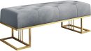 Luxurious Grey Velvet Bench with Golden Metal Base – Modern Upholstered Seating for Living Room, Bedroom & Entryway | Elegant Gray Bench with Sturdy Golden Legs | Premium Home Décor Furniture