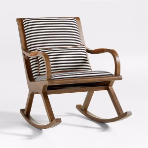 Premium Wooden Rocking Chair with Multicolour Cushions – Handcrafted Brown Finish,