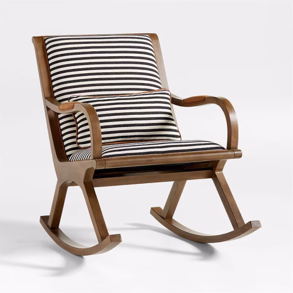 Premium Wooden Rocking Chair with Multicolour Cushions – Handcrafted Brown Finish,