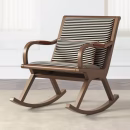 Premium Wooden Rocking Chair with Multicolour Cushions – Handcrafted Brown Finish, Solid Wood Frame, Comfortable Seating for Living Room, Balcony, or Office – Classic & Durable Home Furniture