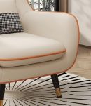 Modern Accent Sofa Chair for Living Room | Beige & Sky Blue Lounge Armchair | Wooden Frame, Soft Cushioned Seat | Designer Look | Stylish Comfortable Lounge Chair for Home Décor