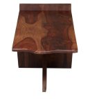 Modern Design Solid Wood Coffee Table for Living Room | Brown Teak Finish | Stylish Wooden Center Table with Storage | Unique V Shape Coffee Table | Durable Sheesham Wood Furniture