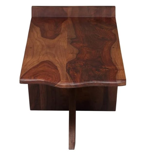 Modern Design Solid Wood Coffee Table for Living Room | Brown Teak Finish | Stylish Wooden Center Table with Storage | Unique V Shape Coffee Table | Durable Sheesham Wood Furniture - Image 4