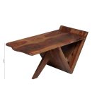 Modern Design Solid Wood Coffee Table for Living Room | Brown Teak Finish | Stylish Wooden Center Table with Storage | Unique V Shape Coffee Table | Durable Sheesham Wood Furniture