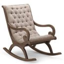Elegant Light Beige Wooden Rocking Chair – Tufted Cushion, Mid-Century Style, Comfortable Lounge Chair for Living Room, Nursery, or Office