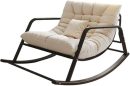 Modern Wooden Rocking Chair with Off-White Cushion | Relaxing Lounge Chair | Indoor Rocker Chair for Living Room | Ergonomic Wood Frame Rocker | Stylish Comfort Seating