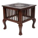 Handcrafted Wooden Side Table for Living Room | Brown Solid Wood Stool | Decorative Accent Table | Vintage Design | Multipurpose End Table