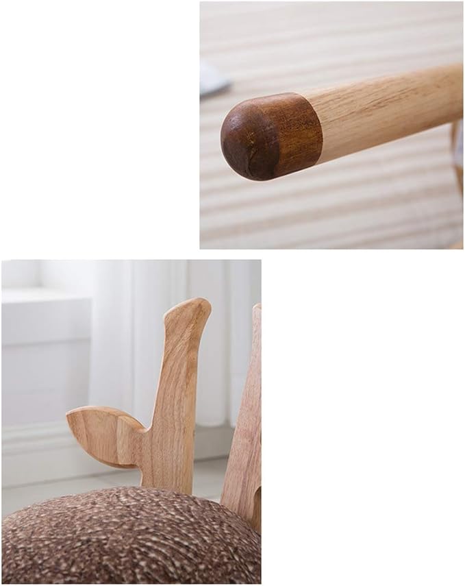 Wooden Kids Animal Stool Chair with Backrest – Deer Horn Design Solid Hardwood & Soft Cushion Toddler Seat for Nursery, Bedroom, Playroom - Image 4