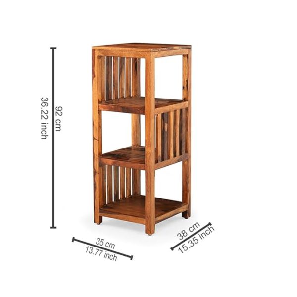 Solid Wood 3-Tier Bookcase Shelf – Natural Finish, Rustic Storage Organizer for Living Room, Office, Bedroom – Handmade Wooden Bookshelf, Open Slat Design, Compact 92cm Tall Furniture - Image 8