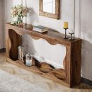 Modern Wooden Console Table for Living Room | Decorative Solid Wood Entryway Table | Brown Finish Console | Stylish Hallway Display Table | Handcrafted Natural Wood Console for Home Decor
