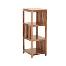 Solid Wood 3-Tier Bookcase Shelf – Natural Finish, Rustic Storage Organizer for Living Room, Office, Bedroom – Handmade Wooden Bookshelf, Open Slat Design, Compact 92cm Tall Furniture