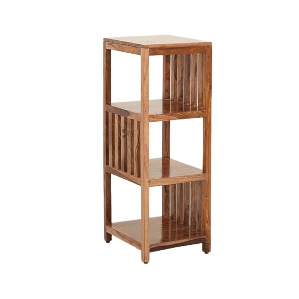 Solid Wood 3-Tier Bookcase Shelf – Natural Finish, Rustic Storage Organizer for Living Room, Office, Bedroom – Handmade Wooden Bookshelf, Open Slat Design, Compact 92cm Tall Furniture - Image 7