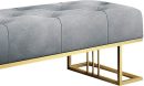 Luxurious Grey Velvet Bench with Golden Metal Base – Modern Upholstered Seating for Living Room, Bedroom & Entryway | Elegant Gray Bench with Sturdy Golden Legs | Premium Home Décor Furniture