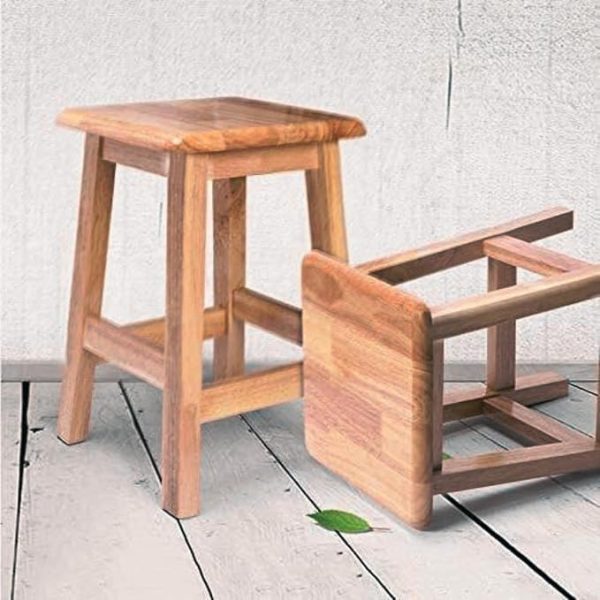 Wooden Stool for Sitting | Brown Color | Premium Teak Finish | Durable Multipurpose Wooden Chair | Compact Design | Modern Wooden Stool for Living Room, Kitchen & Home Déco - Image 4