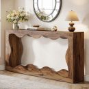 Modern Wooden Console Table for Living Room | Decorative Solid Wood Entryway Table | Brown Finish Console | Stylish Hallway Display Table | Handcrafted Natural Wood Console for Home Decor
