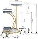 Modern 3-Tier Iron Plant Stand with Wheels | Indoor Flower Pot Holder | Gold Metal Frame & Wooden Shelves | Stylish Plant Display Rack for Home, Balcony, Garden, Living Room