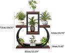Modern Iron Plant Stand for Indoor Use – 3-Tier Wooden Flower Pot Display Shelf – Brown & Black Home Decor Planter Rack – Elegant Metal Frame – Stylish Garden Organizer