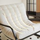 Modern Wooden Rocking Chair with Off-White Cushion | Relaxing Lounge Chair | Indoor Rocker Chair for Living Room | Ergonomic Wood Frame Rocker | Stylish Comfort Seating