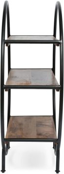 Industrial Round Wall Shelf – 3 Tier Wood & Iron Display Rack – Modern Rustic Circle Bookcase for Living Room, Office, Bedroom – Brown Black Home Decor Storage Organizer Furniture