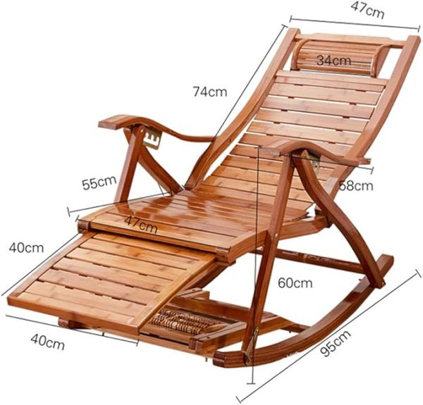 Ergonomic Wooden Rocking Chair with Thick Padded Cushion – Brown Recliner Lounge Chair for Living Room, Bedroom, Balcony – Adjustable & Foldable Relaxing Armchair – Comfortable & Stylish Design - Image 7