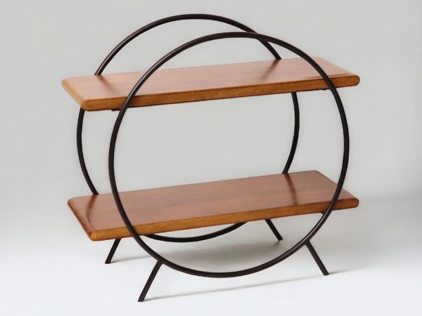 Modern Wooden & Iron Spice Rack | 2-Tier Circle Shelf for Kitchen & Home Decor | Wall Mounted Display Organizer | Black & Brown Round Storage Rack | Industrial Style Multipurpose Shelf - Image 4