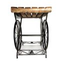 Wooden Iron Stool for Sitting | Rustic Industrial Stool with Bicycle Wheel Design | Handmade Brown & Black Vintage Look | Solid Wood & Metal Frame | Stylish Indoor Accent Furniture