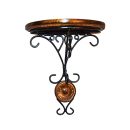 Wall Bracket Shelf – Wooden Top with Black Iron Frame | Brown & Black Antique Design | Decorative Wall Mounted Corner Shelf | Iron Scroll Work Bracket | Rustic Home Décor Shelf