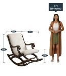 Sheesham Wood Rocking Chair with Cushioned Seat & Back | Traditional Wooden Rocker for Living Room | Brown & Off-White | Premium Home Décor Furniture | Comfortable & Durable Design