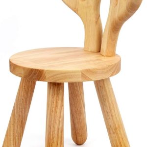 Kids Wooden Stool Chair – Natural Solid Hardwood