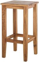 Natural Wooden Barstool | Rustic Backless Solid Wood Stool | Kitchen Counter Dining Stool | Natural Oak Finish | Durable, Compact & Stylish | Farmhouse Bar Chair | Indoor Use