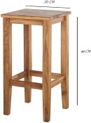 Natural Wooden Barstool | Rustic Backless Solid Wood Stool | Kitchen Counter Dining Stool | Natural Oak Finish | Durable, Compact & Stylish | Farmhouse Bar Chair | Indoor Use