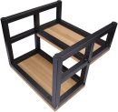 Solid Wood Step Stool for Adults & Kids 2 Tier Natural Step Ladder with Black Iron Frame Heavy Duty Kitchen Bathroom Bedside Stool Rustic Wooden Step Stand for Home