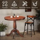 Elegant Solid Wood Pedestal Dining Table – Round Brown Table for Kitchen or Dining Room – Classic Rustic Wooden Furniture – Sturdy Small Table for 2-3 Persons