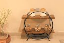 Modern Wooden & Iron Spice Rack | 2-Tier Circle Shelf for Kitchen & Home Decor | Wall Mounted Display Organizer | Black & Brown Round Storage Rack | Industrial Style Multipurpose Shelf