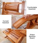 Ergonomic Wooden Rocking Chair with Thick Padded Cushion – Brown Recliner Lounge Chair for Living Room, Bedroom, Balcony – Adjustable & Foldable Relaxing Armchair – Comfortable & Stylish Design