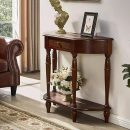 Modern Wooden Console Table with Drawer | Elegant Brown Hallway Side Table for Living Room | Decorative Entryway Table with Lower Shelf | Solid Wood Finish