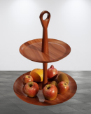 Modern 2-Tier Wooden Fruit Stand – Walnut Finish