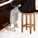 Natural Wooden Barstool | Rustic Backless Solid Wood Stool | Kitchen Counter Dining Stool | Natural Oak Finish | Durable, Compact & Stylish | Farmhouse Bar Chair | Indoor Use