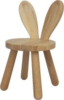 Wooden Bunny Ear Kids Chair - Solid Hardwood, Natural Finish,- Cute Animal Toddler Stool