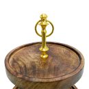 Modern 2-Tier Wooden Cake Stand with Gold Handle | Elegant Natural Wood & Gold Plated Serving Tray | Round Tiered Dessert Display Stand | Rustic Farmhouse Kitchen & Party Decor