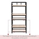 Modern Oven Stand for Kitchen | 3-Tier Brown & Black Rack with Hooks | Heavy-Duty Wood & Iron Multipurpose Shelf Organizer | Space-Saving Kitchen Storage Rack for Microwave, Utensils & More