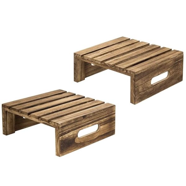 Modern Wooden Cupcake and Dessert Display Riser Stands – Rustic Natural Wood Buffet Holder for Party, Bakery, Wedding, Catering & Home Decor – Food Safe, Durable, Stylish – Set of 2 - Image 2