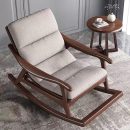 Premium Wooden Outdoor Rocking Chair | Ergonomic Swing Chair for Balcony & Patio | Solid Wood Frame with Cushioned Seat | Brown Relax Chair for Garden | Stylish Lounge Rocker